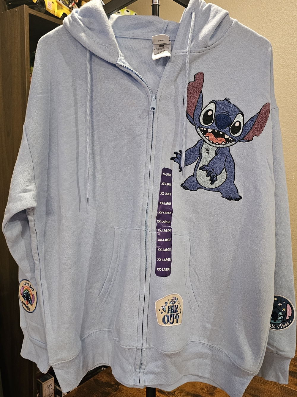 NWT Disney Light Blue Stitch Zip-Up Hoodie